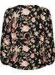 Blouse fleurie en lin et viscose &agrave; manches longues, Noir, Packshot image number 1