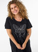 Chemise de nuit midi en coton biologique, Noir, Model image number 2