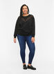 Sweatshirt avec volants et détail de crochet, Black, Model image number 2