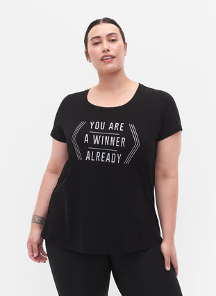 T-shirt de sport avec imprimé, Black w. Winner, Model image number 0