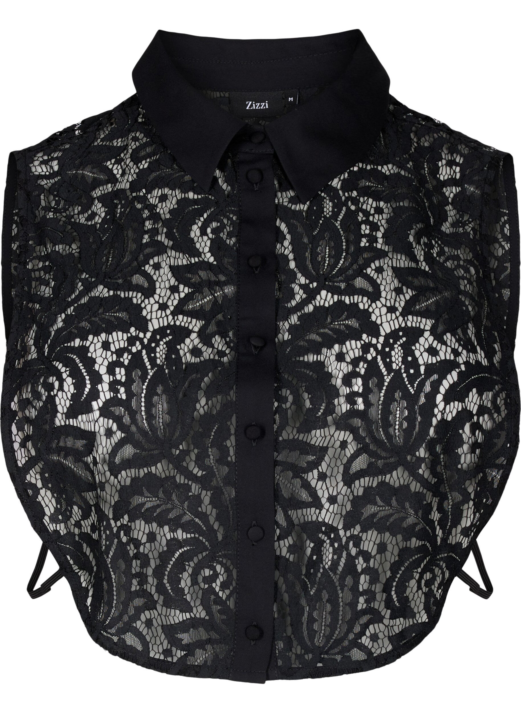 Zizzi Col de chemise en dentelle, Black, Packshot image number 0