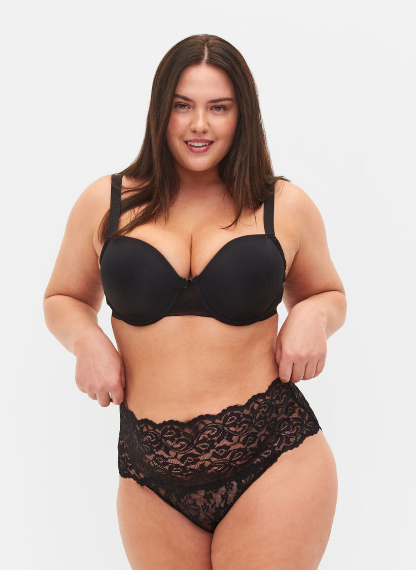Culotte hipster 3-pack en qualit&eacute; dentelle, Noir, Model image number 0