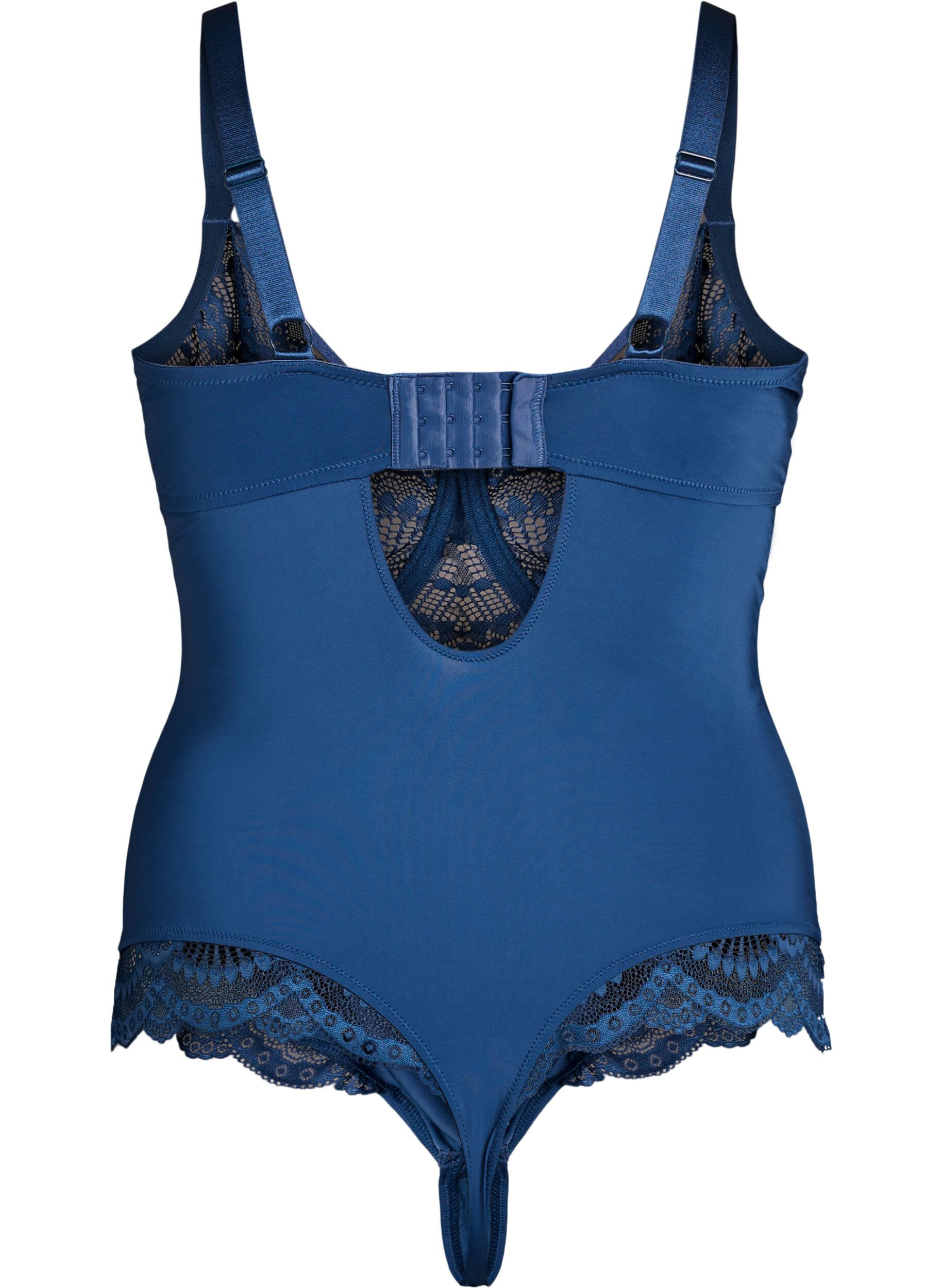 ZizziBody en dentelle &agrave; armatures avec d&eacute;tails de lani&egrave;res, Bleu, Packshot image number 1
