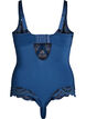 Body en dentelle &agrave; armatures avec d&eacute;tails de lani&egrave;res, Bleu, Packshot image number 1
