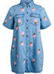 Robe courte en denim avec broderies florales, Bleu Clair, Packshot image number 0