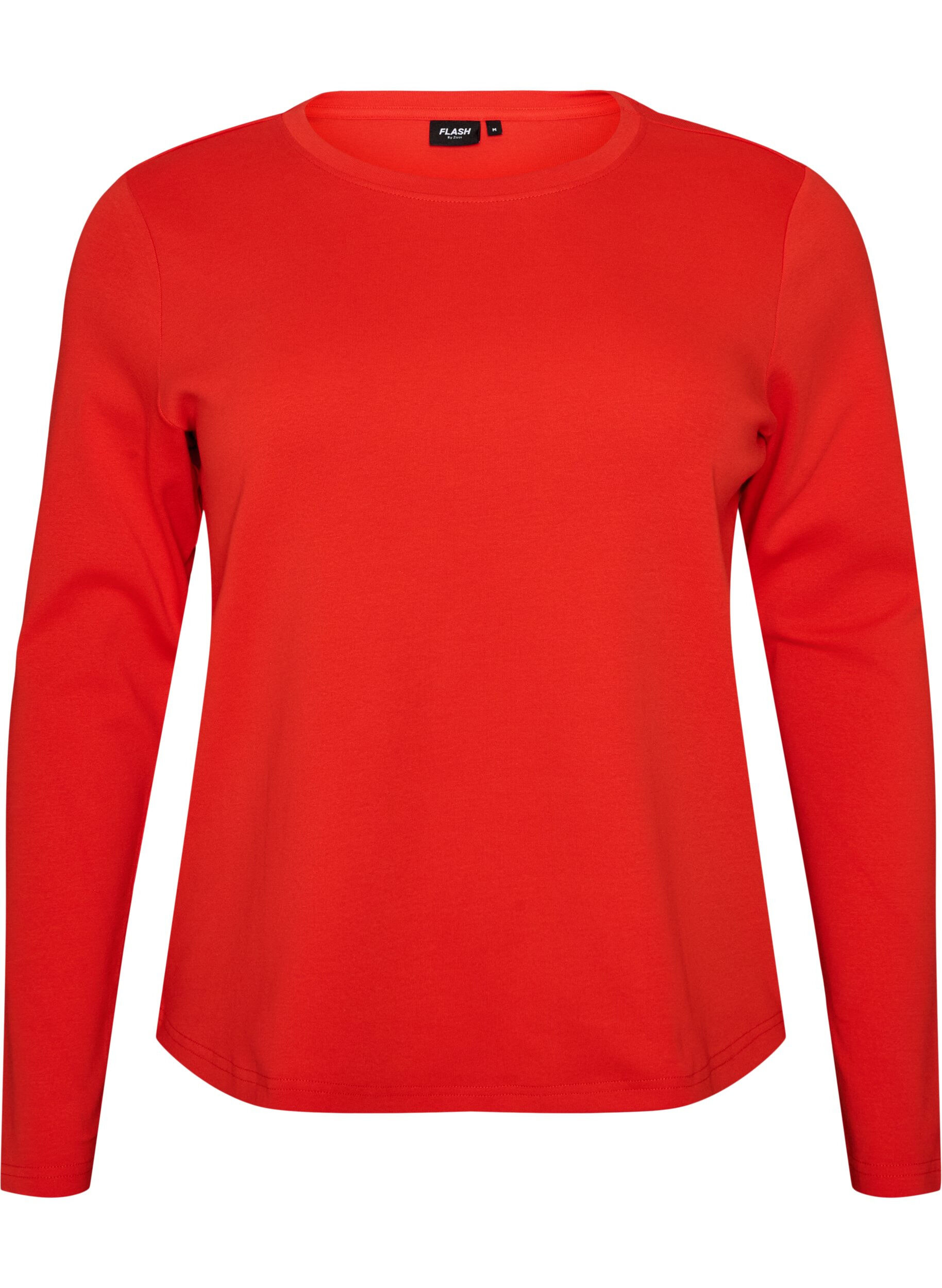 ZizziT-shirt basique &agrave; manches longues et col rond, Rouge, Packshot image number 0