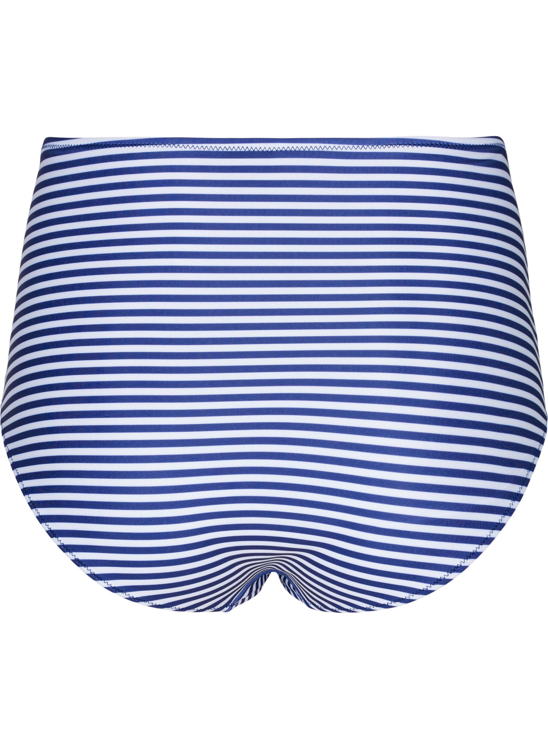 Zizzi Bas de bikini &agrave; ray&eacute;e avec taille haute, Bleu, Packshot image number 1