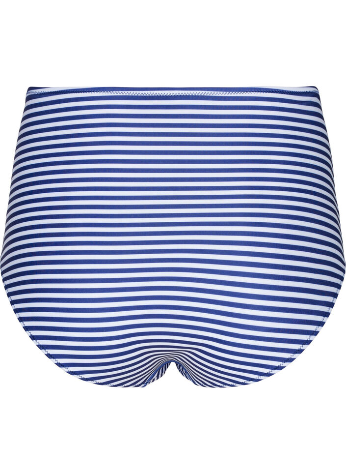 Bas de bikini à rayée avec taille haute, Bleu, Packshot image number 1