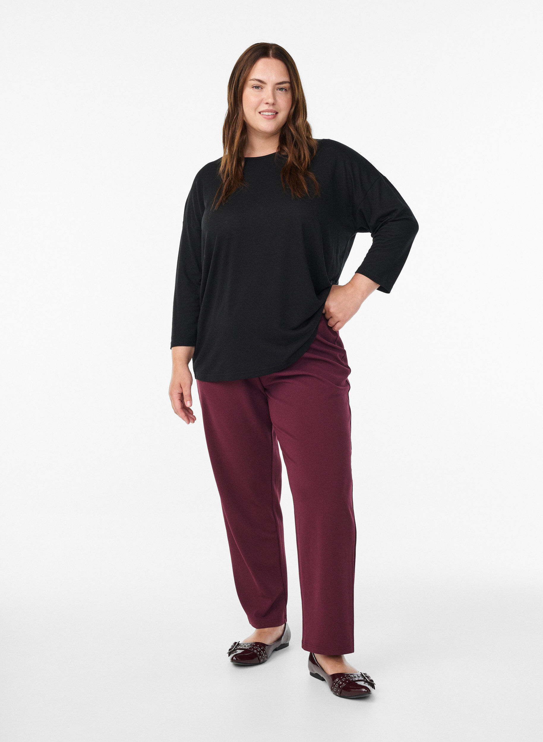 ZizziBlouse en jersey avec manches 3/4, Noir, Model image number 1