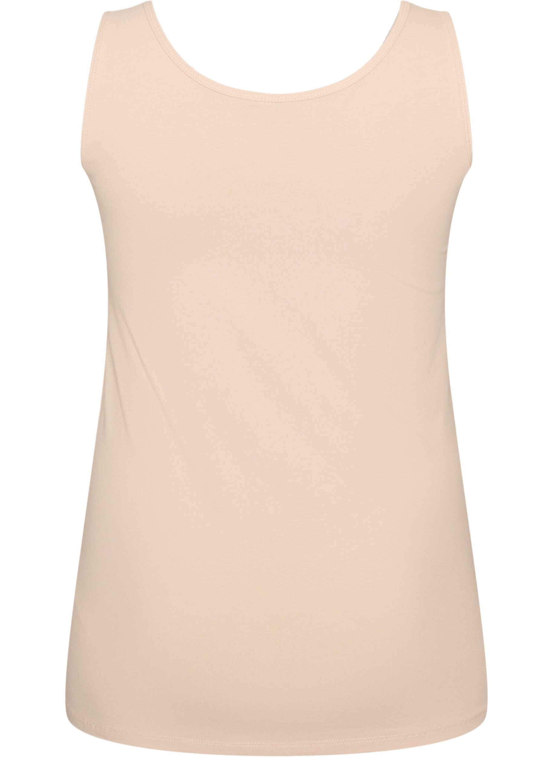 ZizziSolid color basic top in cotton, Beige, Packshot image number 1