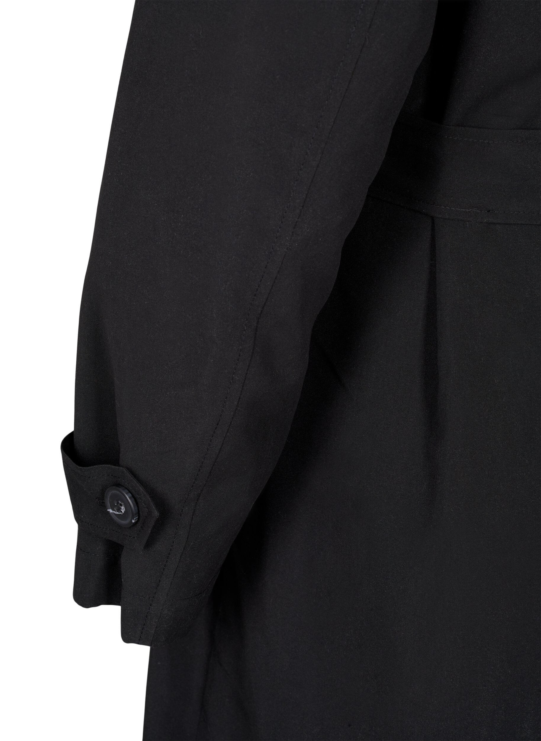 Zizzi Trench-coat long avec ceinture, Black, Packshot image number 4