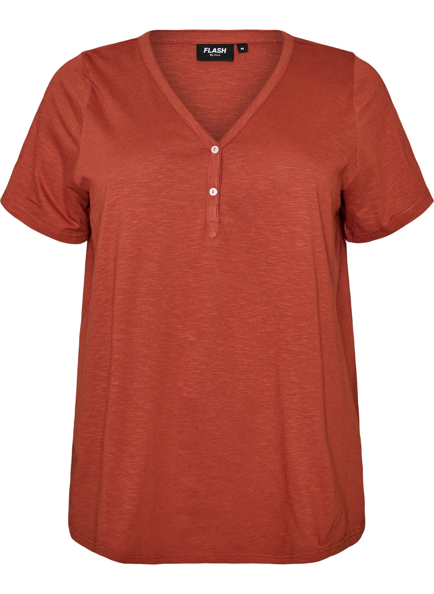 ZizziT-shirt dot&eacute; de boutons, Marron, Packshot image number 0