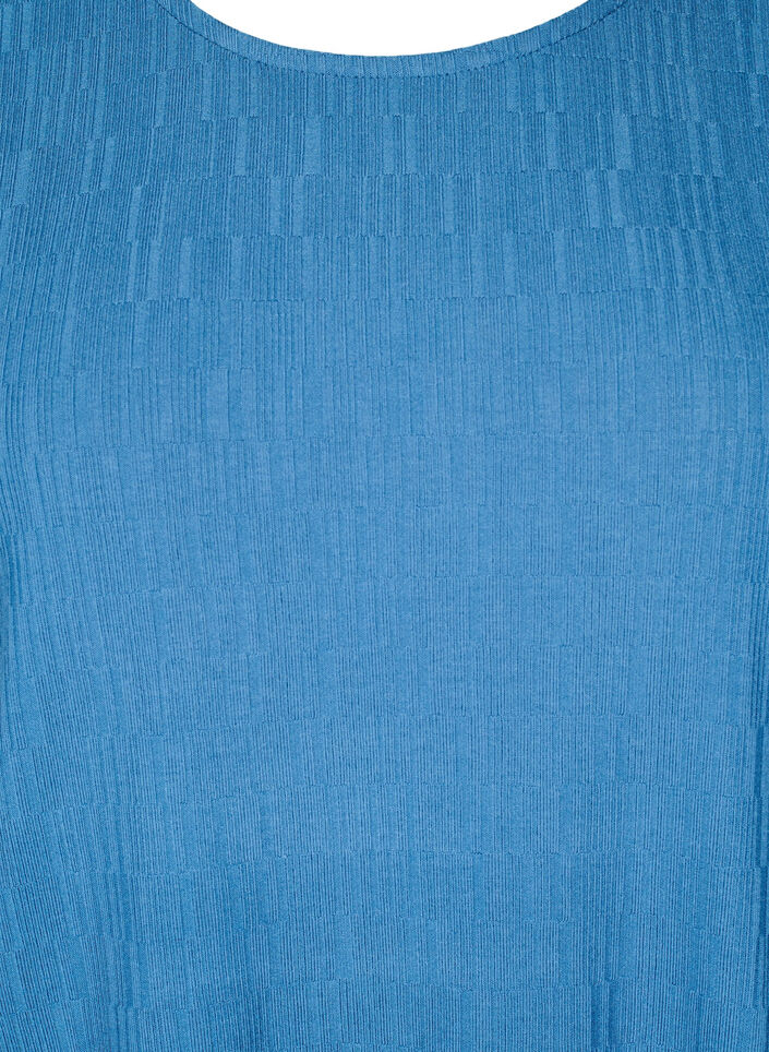 Chemisier &agrave; texture et manches 3/4, Bleu, Packshot image number 2