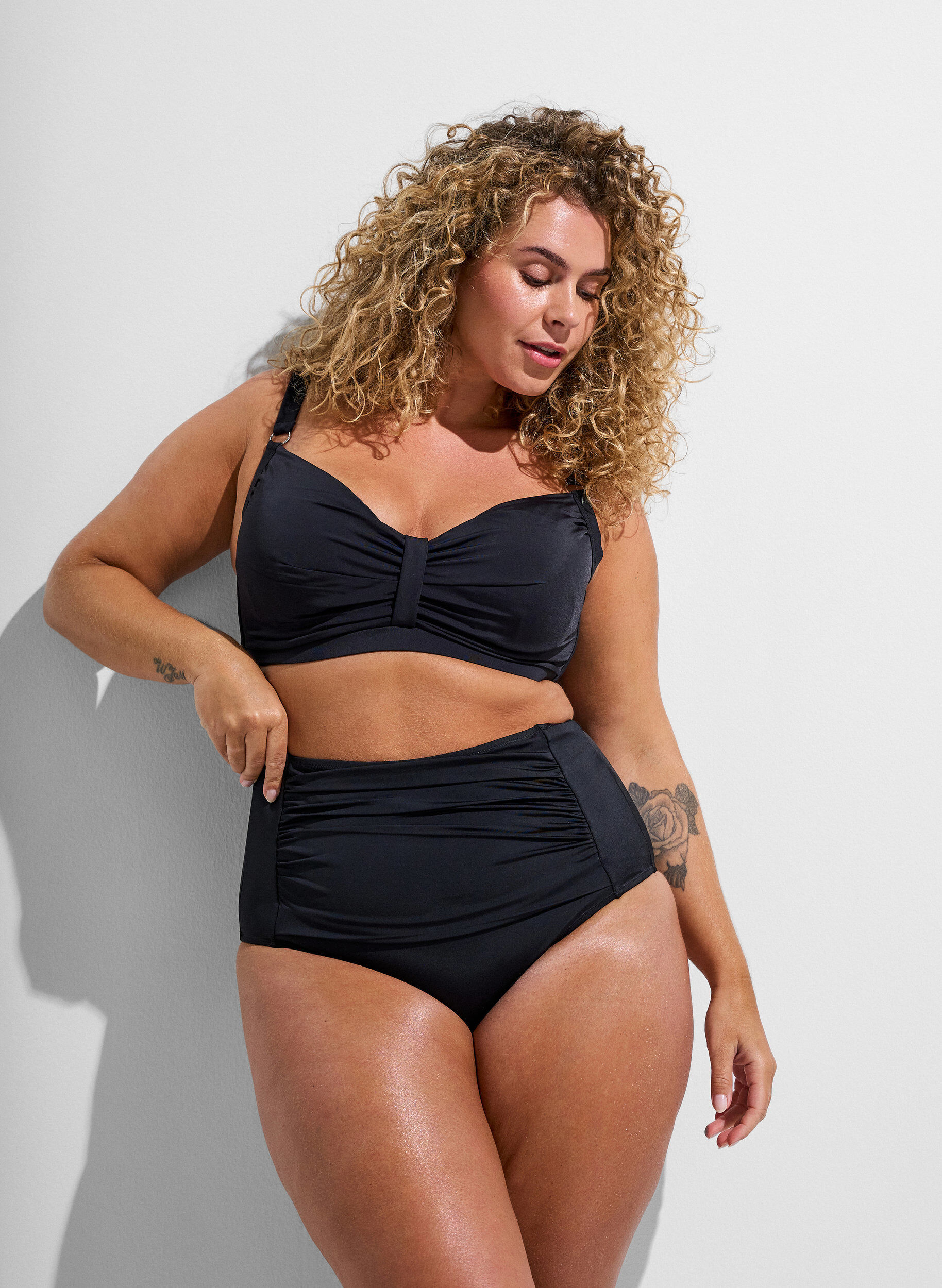 ZizziBas de bikini &agrave; taille haute, Noir, Model image number 0
