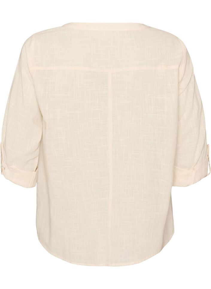 Chemisier en coton avec un col en V, Vanille, Packshot image number 1