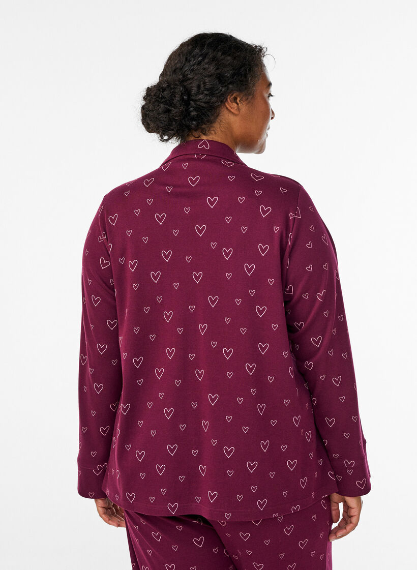 Chemise de pyjama en coton avec poche poitrine, Bordeaux foncé, Model