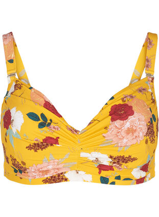 Haut de bikini, Yellow Flower Print, Packshot image number 0