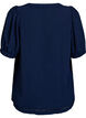 Blouse à manches courtes bouffantes et texture pointelle, Navy Blazer, Packshot image number 1