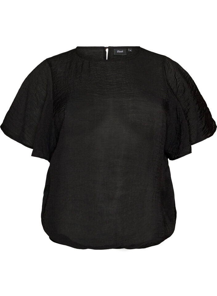 Blouse coupe ballon avec manches papillon, Noir, Packshot image number 0
