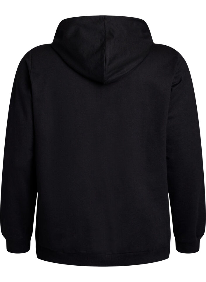 Sweat &agrave; capuche avec imprim&eacute;, Noir, Packshot image number 1
