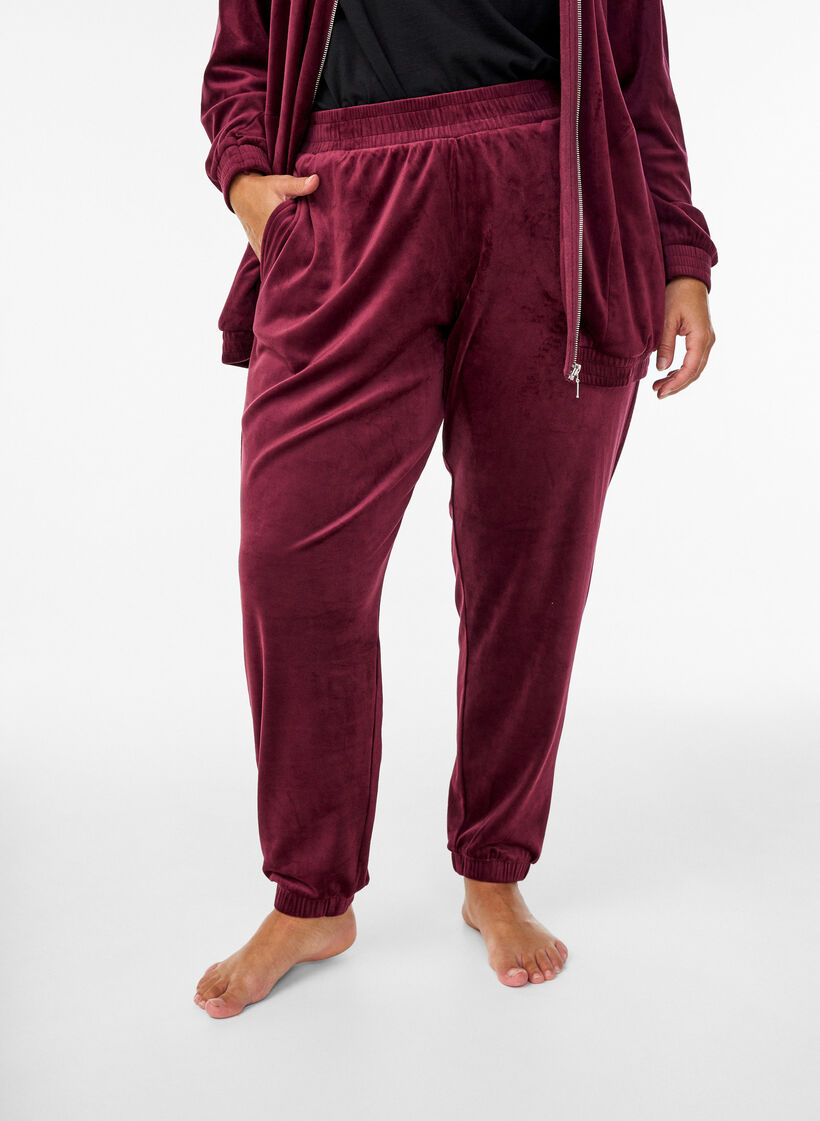 Pantalon ample en velours, Bordeaux fonc&eacute;, Model image number 2