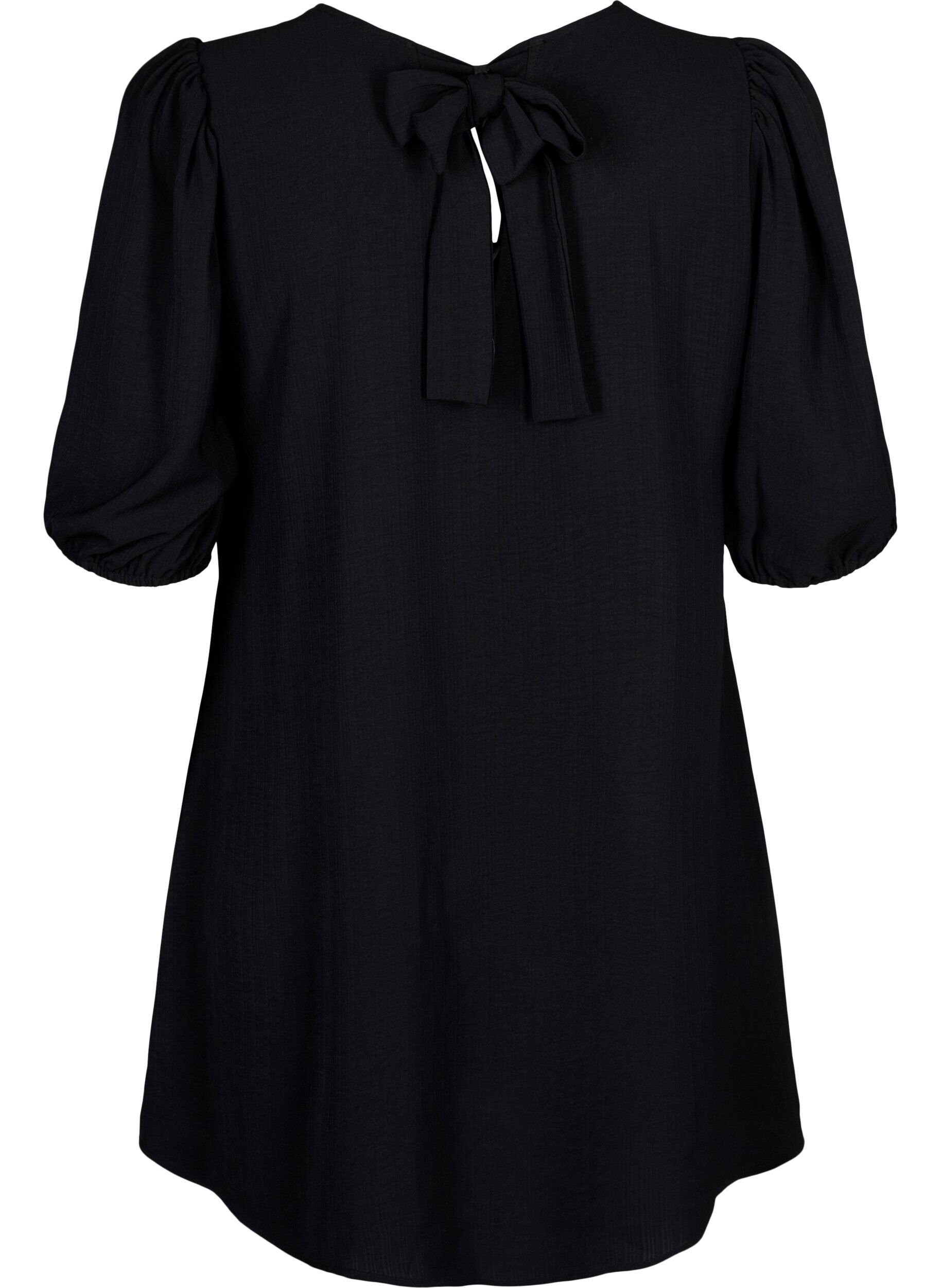 Zizzi Robe courte avec n&oelig;ud dans le dos, Black, Packshot image number 1