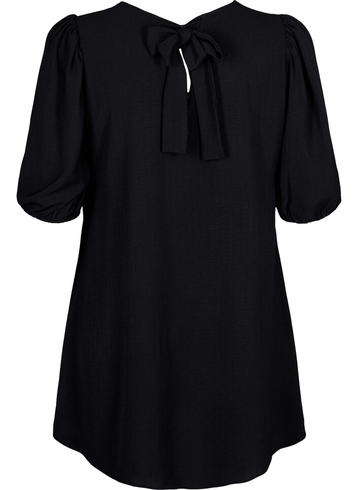 Robe courte avec nœud dans le dos, Black, Packshot image number 1