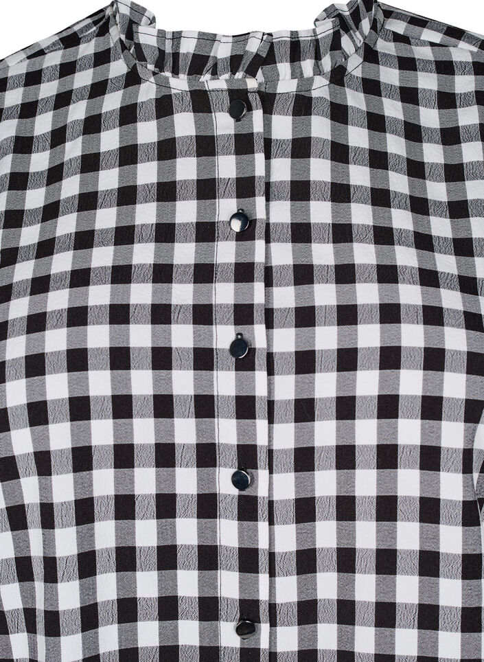 Chemisier à carreaux avec volants, Black/W. Gingham, Packshot image number 2