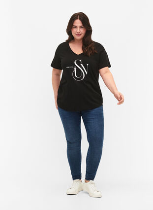 T-shirt en coton avec imprimé, Black SUN, Model image number 2