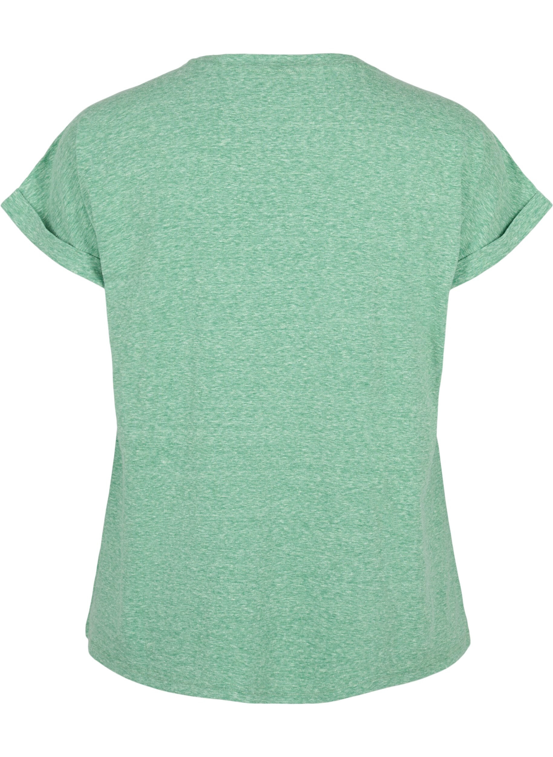Zizzi T-shirt m&eacute;lang&eacute; avec manches courtes, Vert, Packshot image number 1