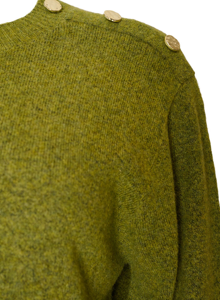 Chemisier en maille avec boutons d&eacute;coratifs, Vert clair, Packshot image number 2