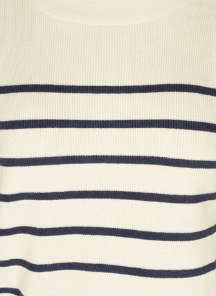 Pull en tricot rayé à manches bouffantes, Birch W/Navy stripes, Packshot image number 2