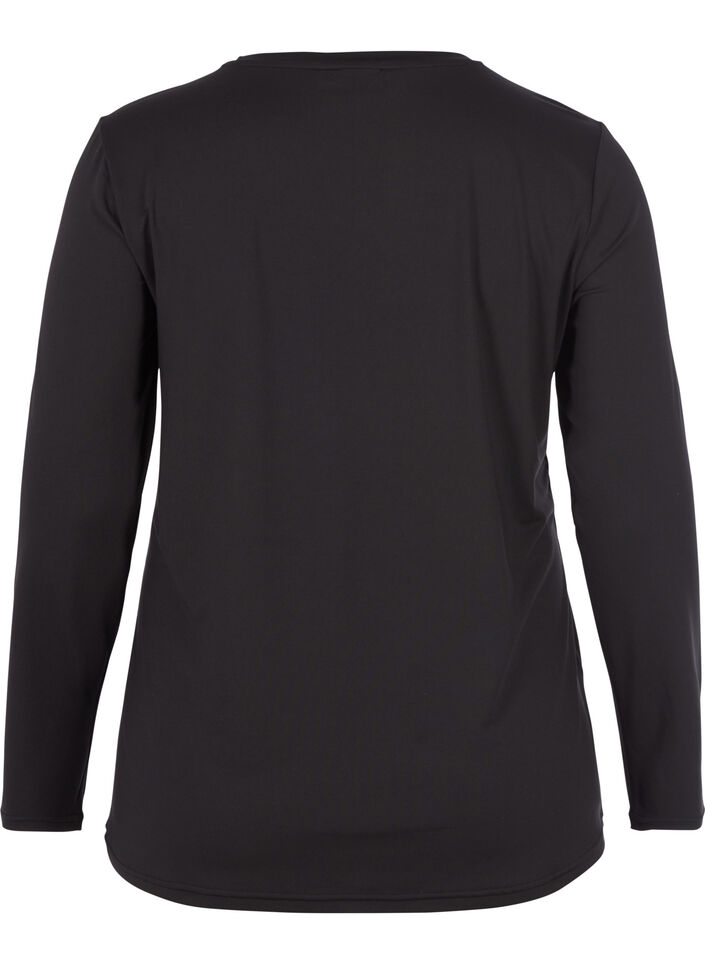 T-shirt fitness &agrave; manches longues, Noir, Packshot image number 1