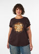 T-shirt avec imprim&eacute; d&eacute;coratif sur le devant, Marron, Model image number 0