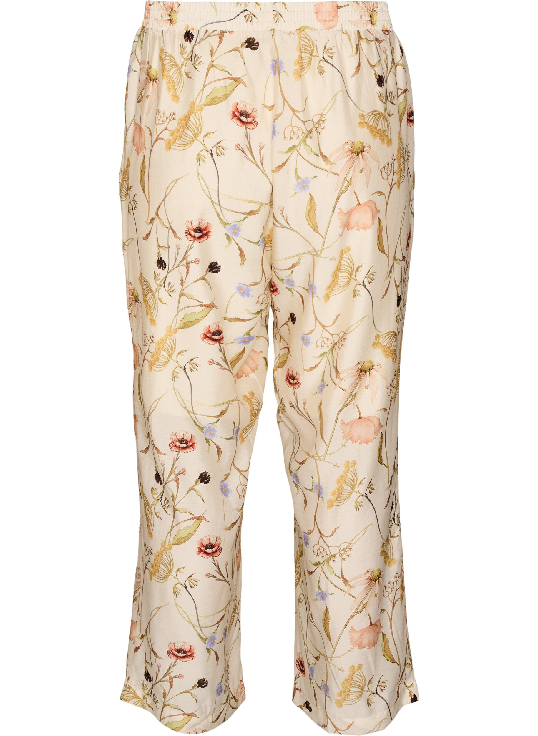 ZizziPantalon taille haute en viscose &agrave; imprim&eacute; floral, Beige, Packshot image number 1