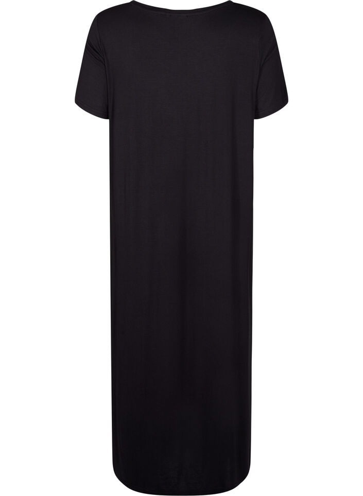 Robe midi en viscose à manches courtes, Black, Packshot image number 1