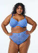Culotte brésilienne en dentelle avec taille régulière, Bleu, Model image number 0