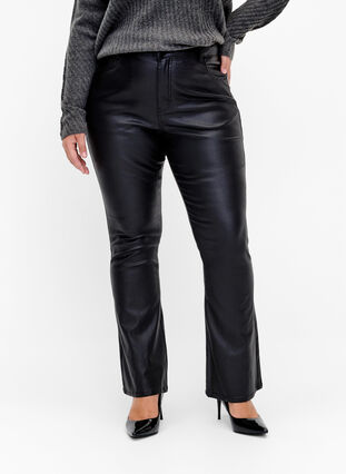 Jeans Ellen enduits avec coupe bootcut, Black, Model image number 2