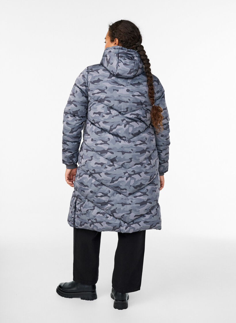 Doudoune longue camouflage, Gris anthracite, Model image number 2