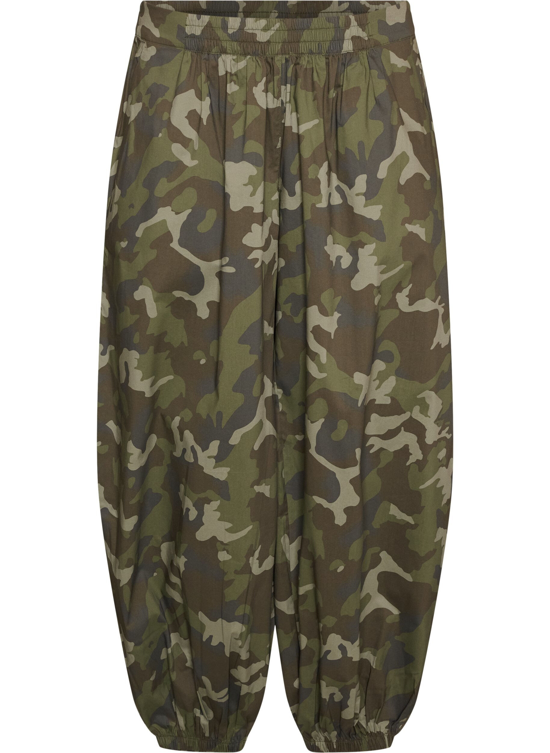 ZizziPantalon ballon &agrave; taille haute et imprim&eacute; int&eacute;gral, Vert Kaki, Packshot image number 0