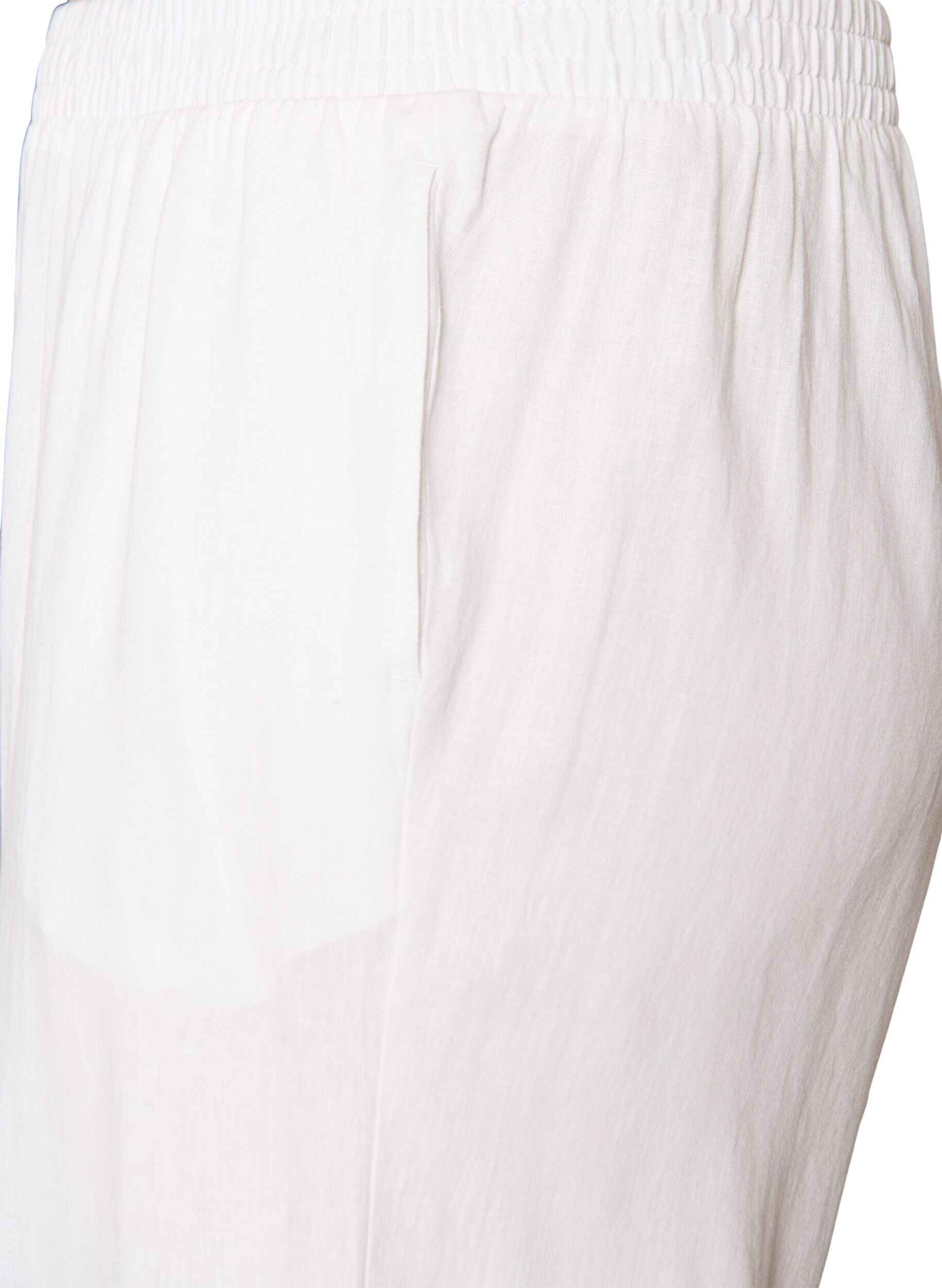 Zizzi Pantalon large en lin et viscose, Blanc, Packshot image number 2
