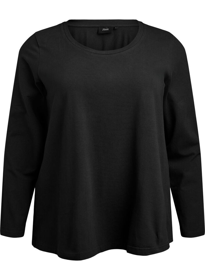 Blouse basique en jersey à manches longues, Noir, Packshot image number 0