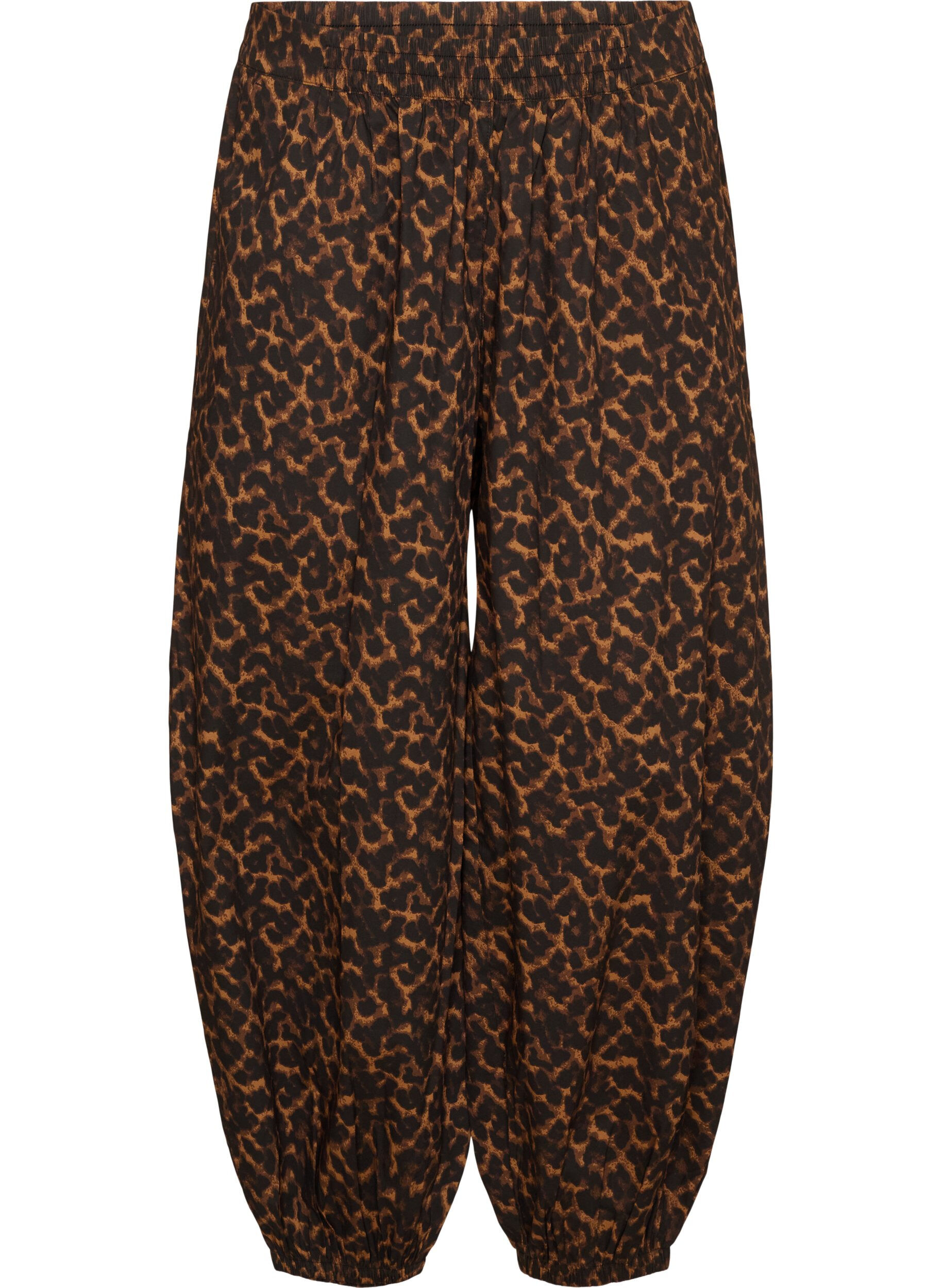 ZizziPantalon ballon &agrave; taille haute et imprim&eacute; int&eacute;gral, Marron, Packshot image number 0
