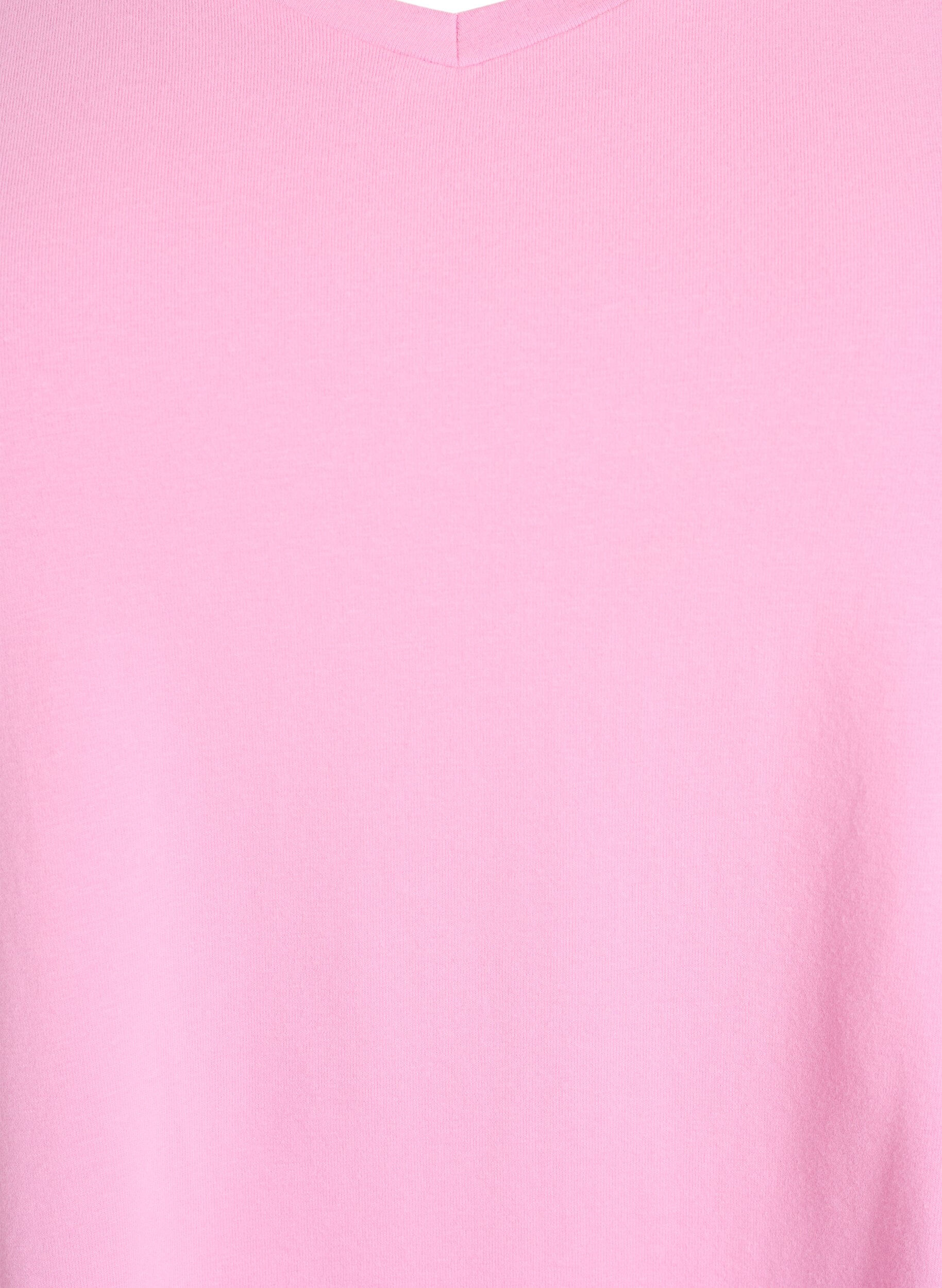 Zizzi T-shirt basic uni en coton, Rose, Packshot image number 2