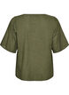 Chemise en coton &agrave; manches courtes avec col V, Vert, Packshot image number 1