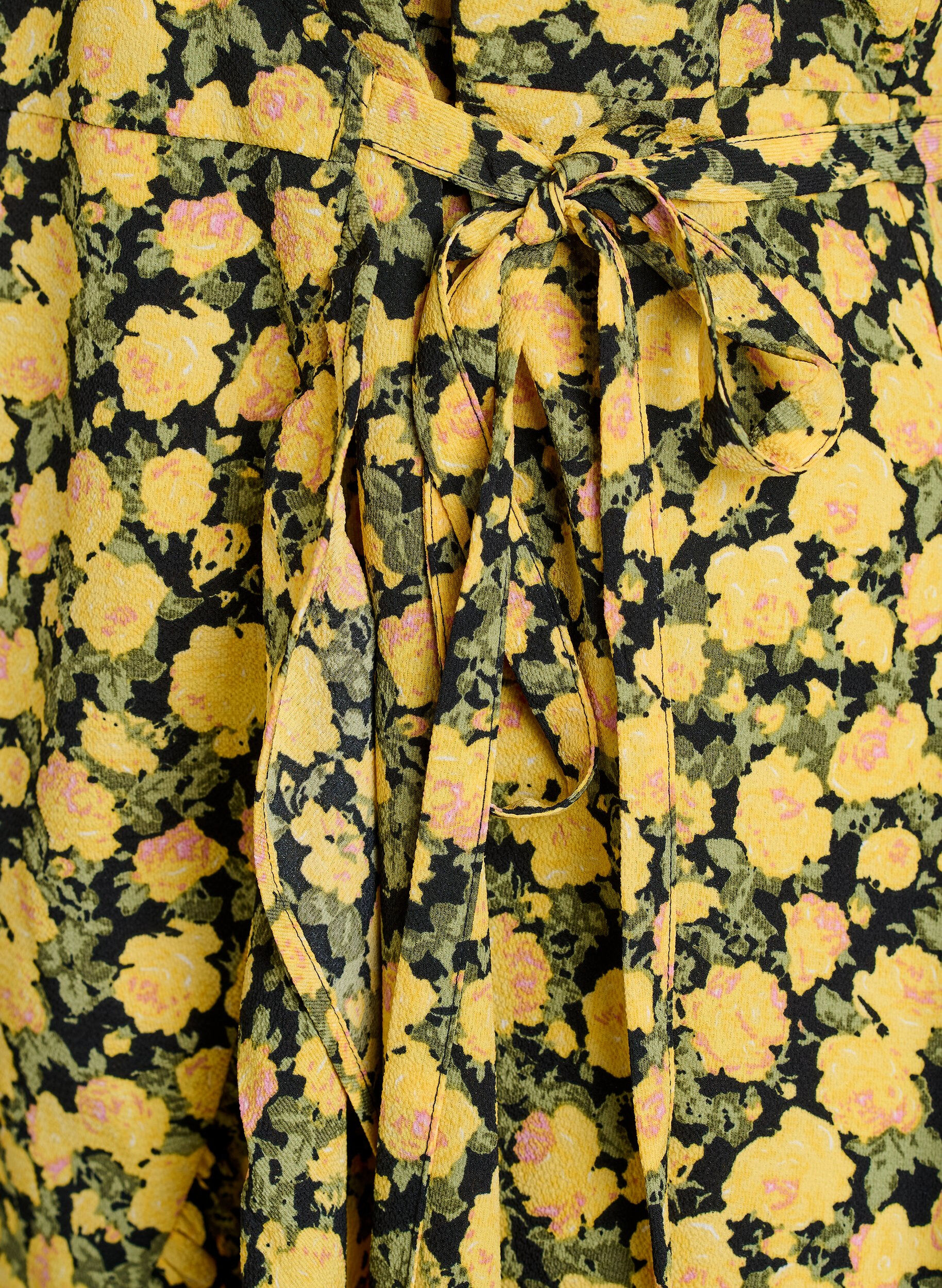 Zizzi Robe portefeuille &agrave; fleurs et manches courtes, Jaune, Packshot image number 3