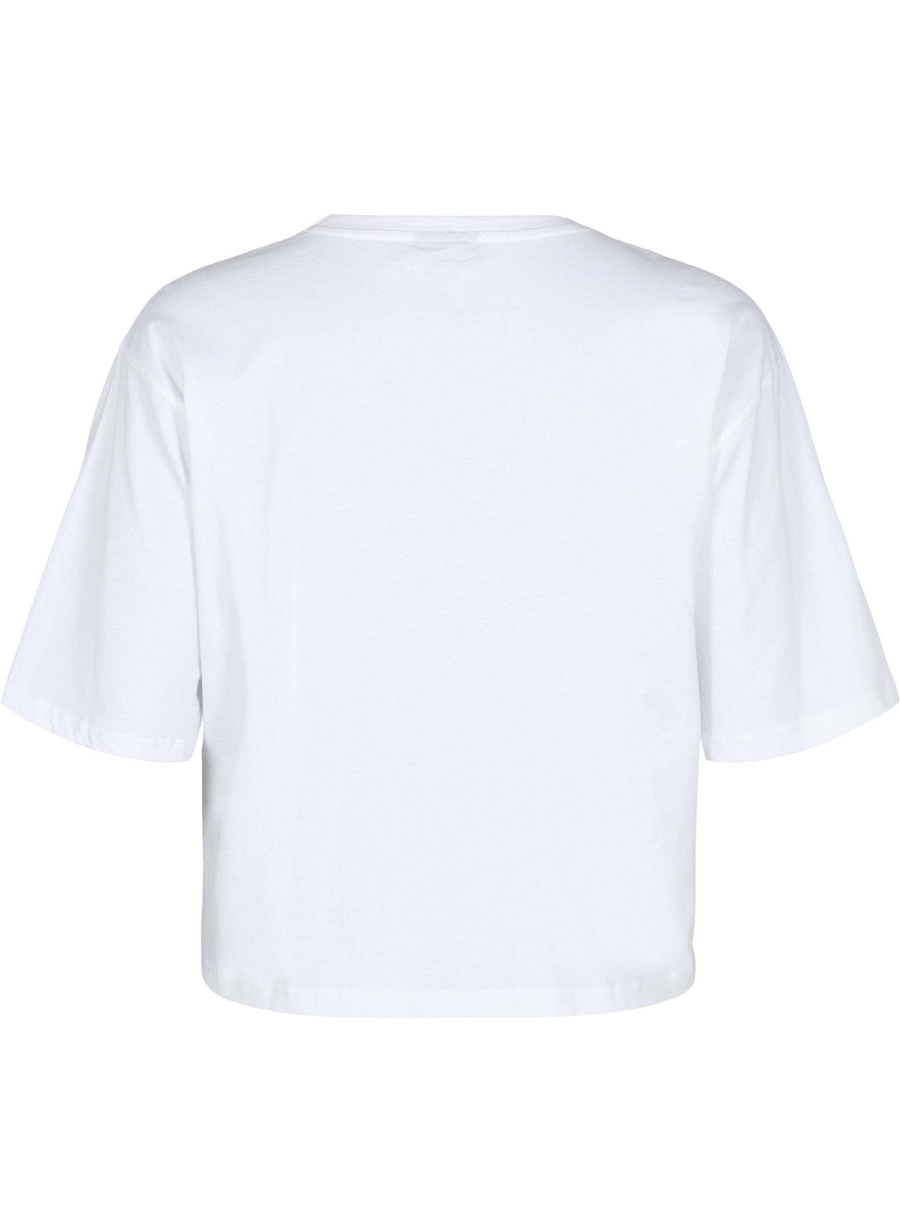 Zizzi T-shirt boxy en coton bio, Blanc, Packshot image number 1