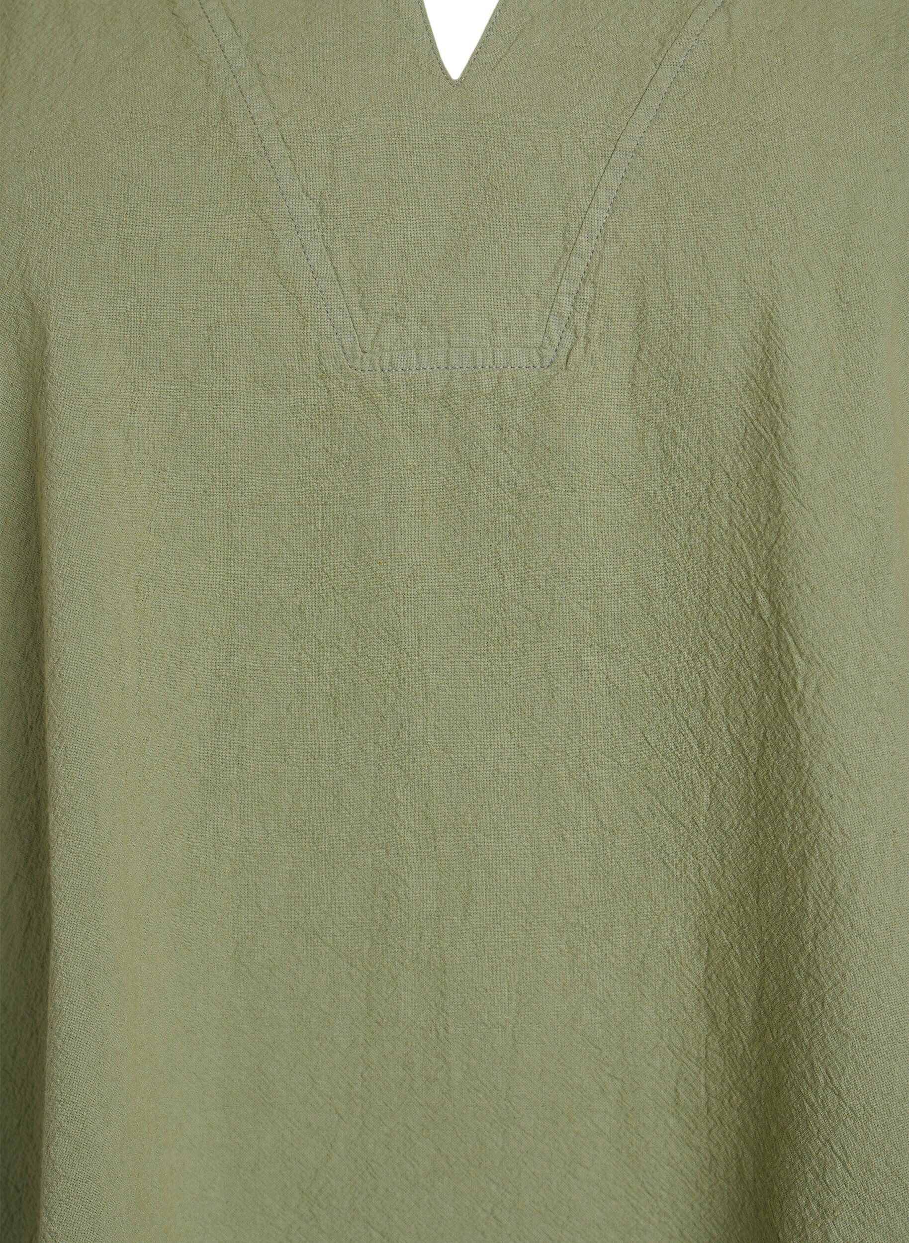 Zizzi Blouse ample avec col et manches 1/2, Vert, Packshot image number 2