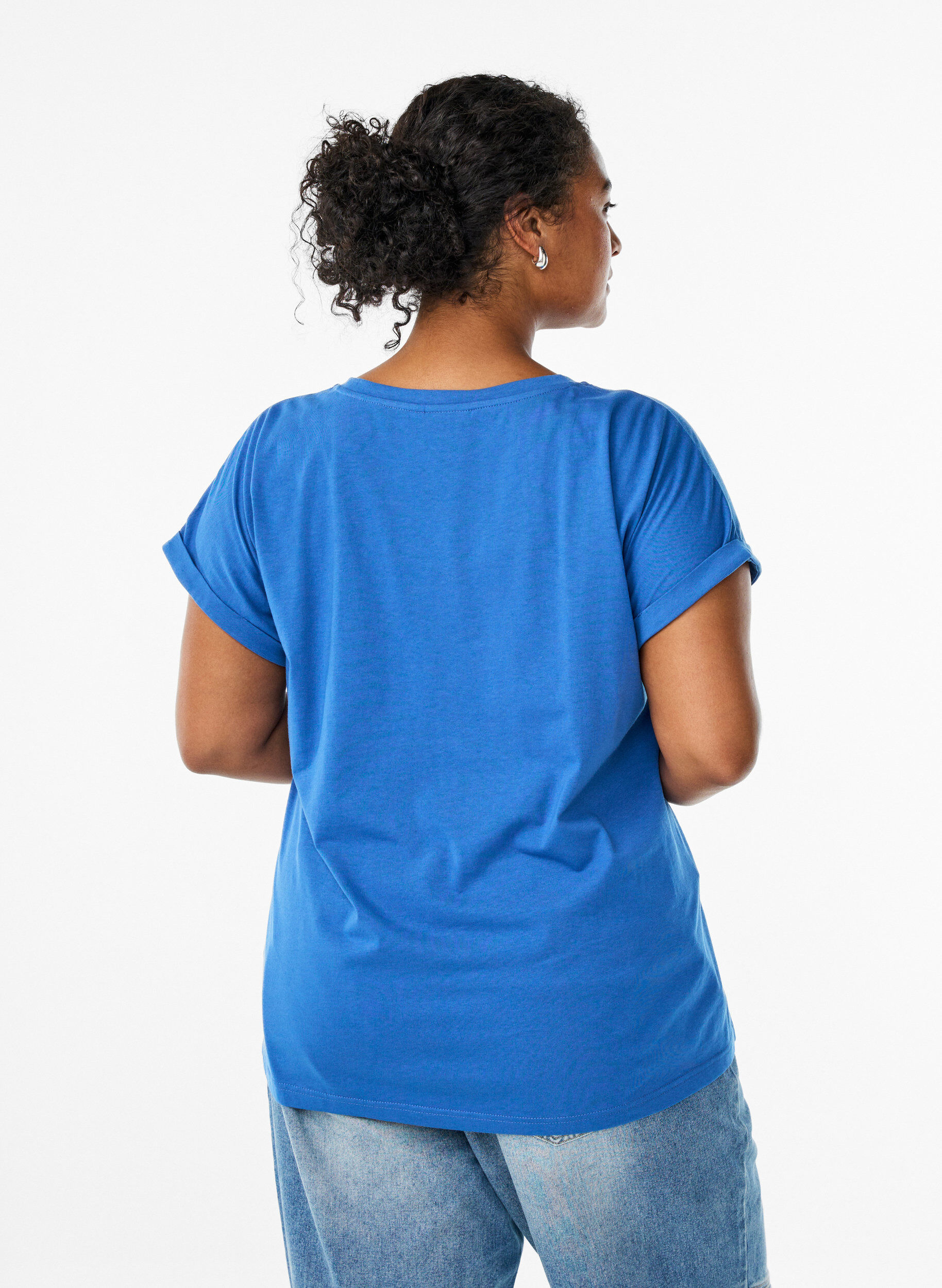 ZizziT-shirt &agrave; manches courtes en m&eacute;lange de coton, Bleu, Model image number 2
