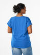 T-shirt &agrave; manches courtes en m&eacute;lange de coton, Bleu, Model image number 2